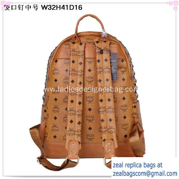 High Quality Replica MCM Medium Top Studs Backpack MC4232 Wheat